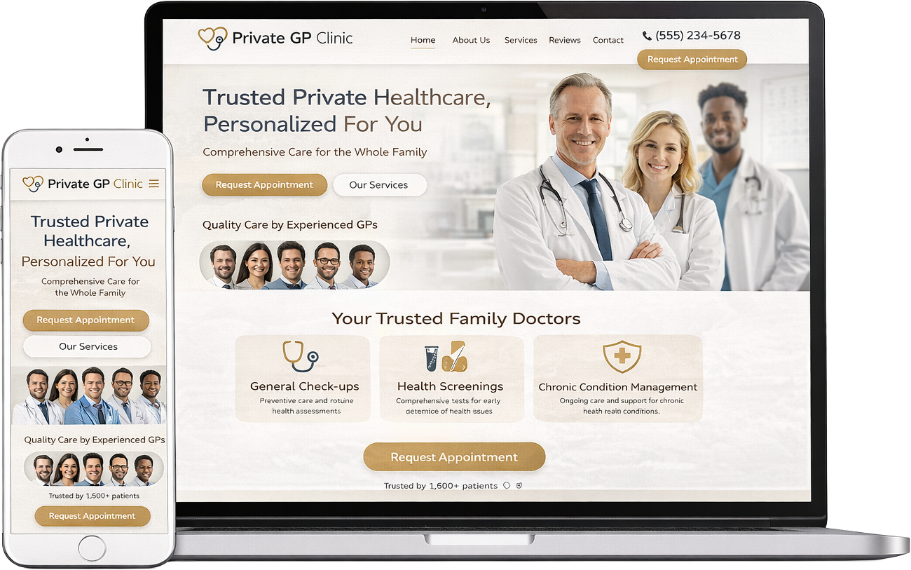 Private GP clinic website mockup